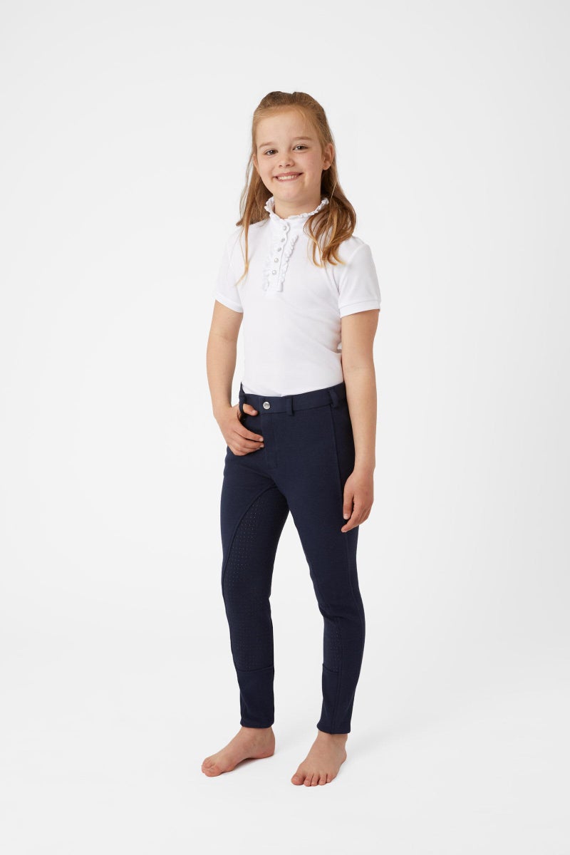HORZE Active Kids' Unisex Silicone Grip Full Seat Horseback Riding Breeches - Peacoat Dark Blue - XXL - Image 3